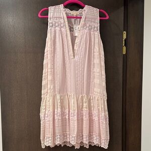 Rebecca Taylor Light Pink/Lavender Lace Trim Blouse Dress